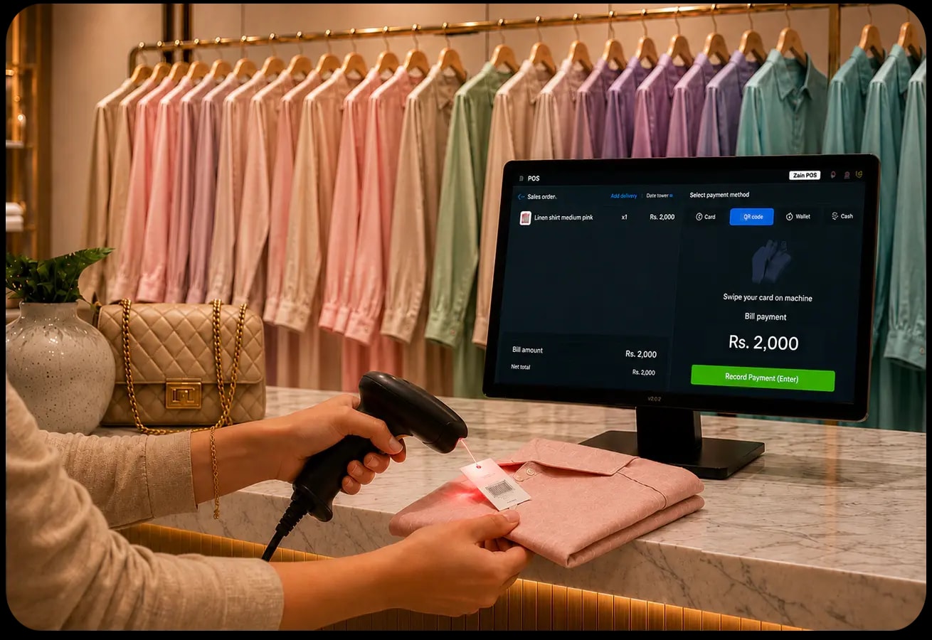 From rack to online, run your brand with control. illustration